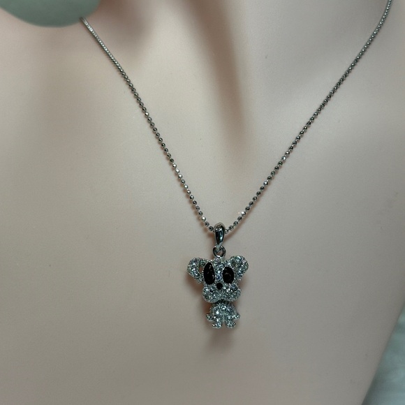 Silver and Black Puppy Necklace - Picture 5 of 6